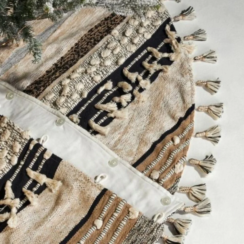 NWT Anthropologie All Roads Textured Christmas Tree Skirt